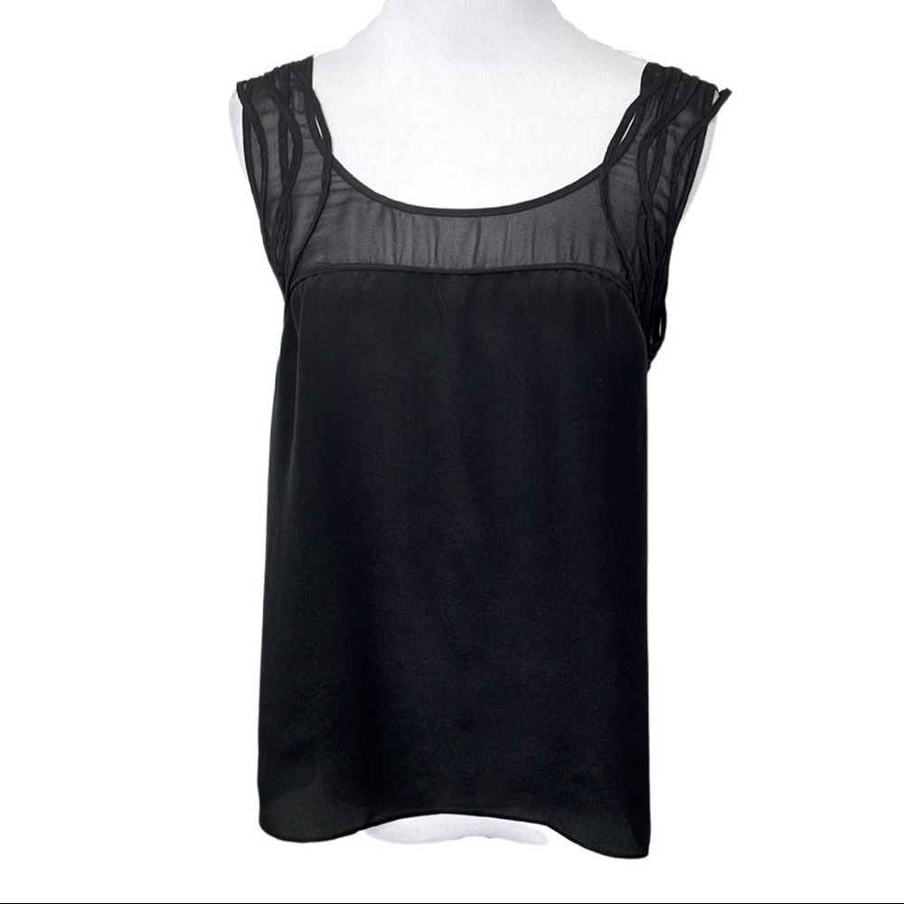 Banana Republic Black Silk Sleeveless Semi-Sheer Blouse